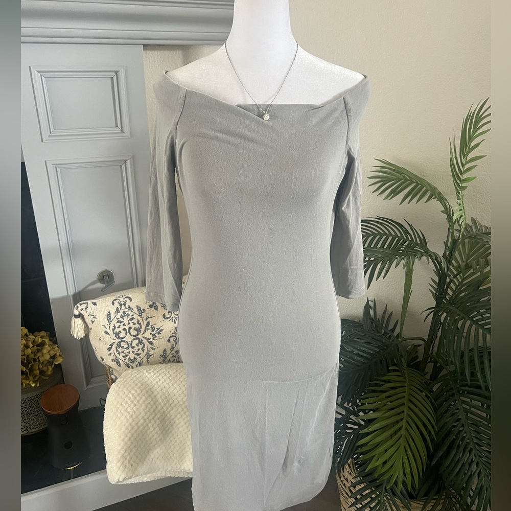 James Perse Light Gray Long Sleeve Dress